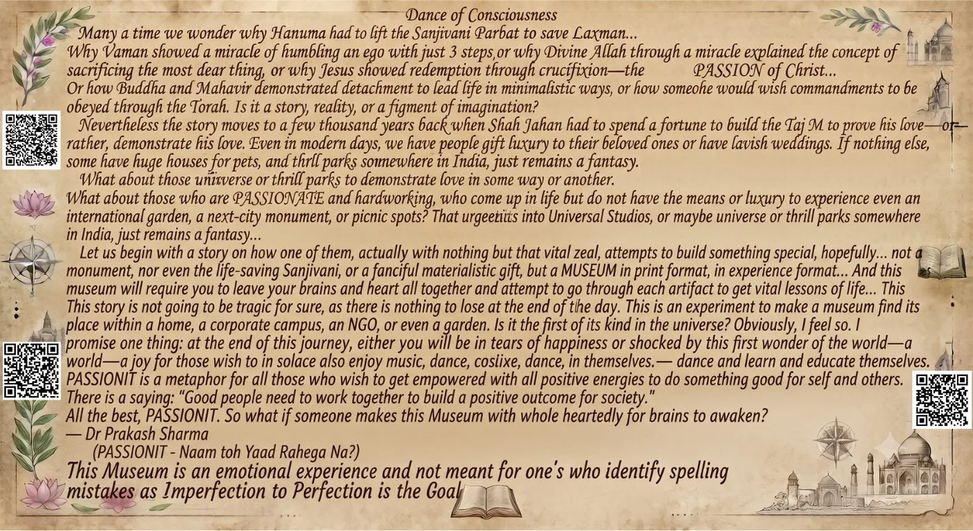 The preface page, handwritten style on parchment with QR codes