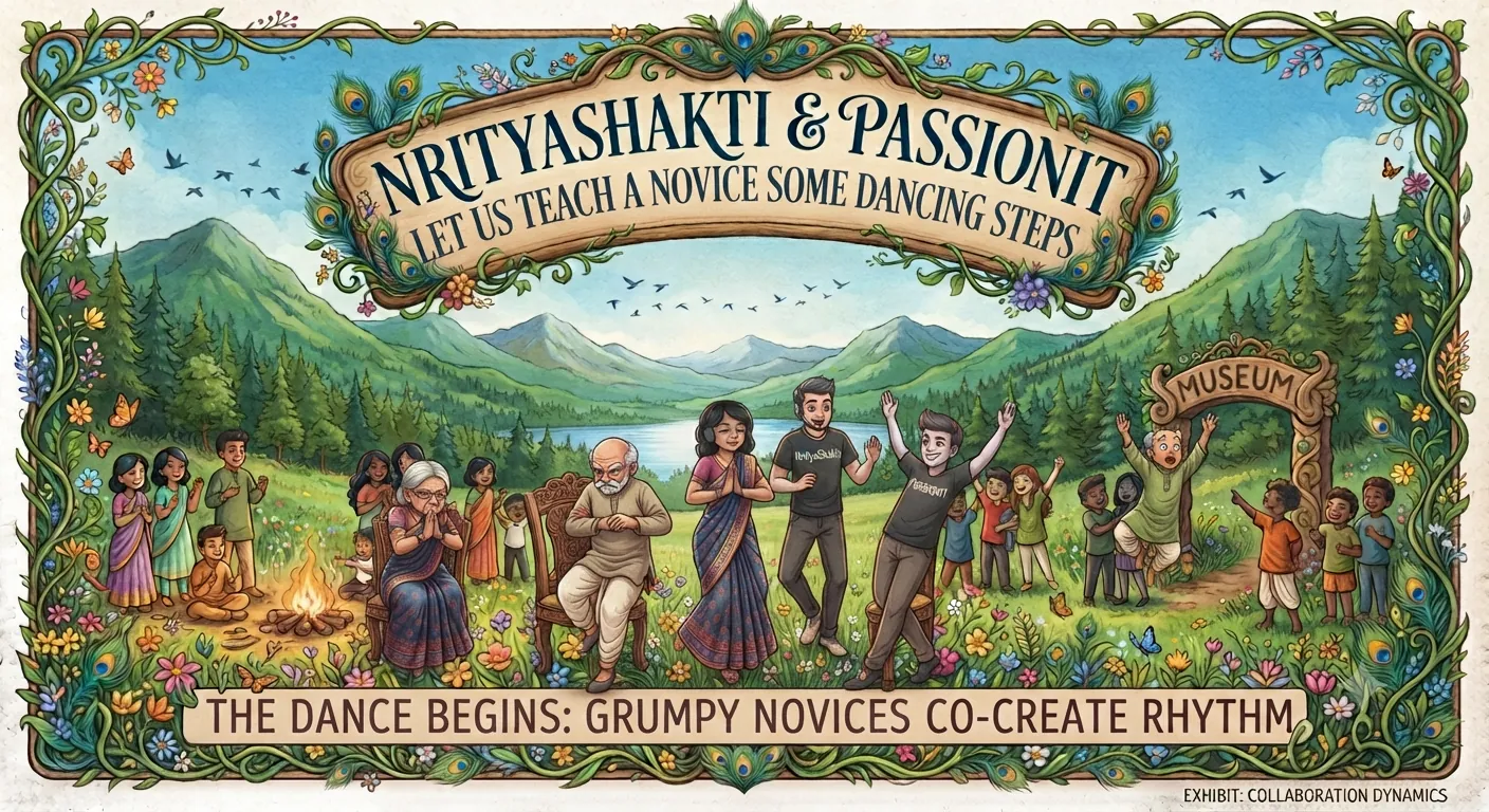 Elders and young people dancing together in a meadow